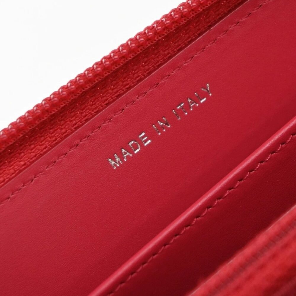 CHANEL CC Logo Zip Around Long Wallet Grained Calfskin Leather Red - Picture 12 of 14